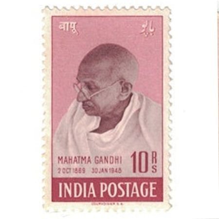 India 1948 Mahatma Gandhi Purple brown & lake Mnh Single Stamp